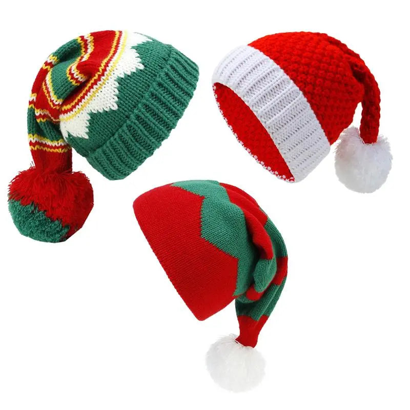 Parent-Child Christmas Hat Big Pompom Mother Kids Knit Beanie Cap Winter Warm Infant Bonnet Girls Boy Xmas Gift Baby Accessories